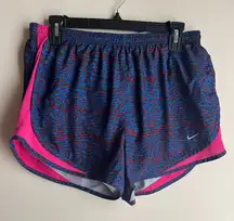 Nike Women's Vibrant Blue and Pink Athletic Shorts Size Large