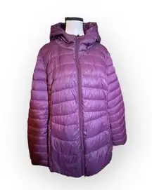 Women’s 2X Plum Vegan Down Lightweight Packable Puffer Jacket & Bag 18 20