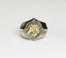 925 Silver Plated Adjustable Horse Ring for Men Women,Animal Ring,Punk Hip Hop