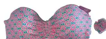 NWT 32C  Bae push up bikini top removable strap ruched pink teal