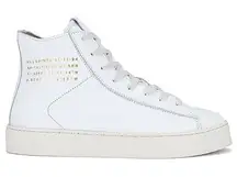 AllSaints White TANA LEATHER HIGH TOP TRAINERS size 9
