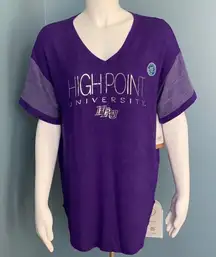 College Corner High Point University Purple V-neck tee shirt large NEW