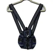 Pinzon Blue Black Woven Boho Artesonias Mexico Aztec Drawstring Mini 
Backpack
