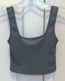 Slate Blue Gray Ribbed Crop Tank Top