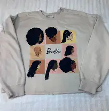 Barbie Crop Sweatshirt Beige Graphic Crewneck Small 2022 Mattel