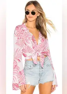 Revolve  Tularosa Raquel Beach Shirt In Pink Palm Print Size S
