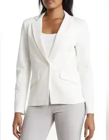 Amanda + Chelsea Classic One-Button Ponte Knit Blazer White