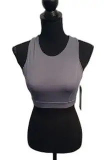 New NWT Mona B Gray Yellow Sports Bra Small S Criss Cross Back