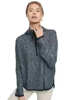 Anthropologie Saturday Sunday Gray Weekender Knit Quarter Zip Pullover Small