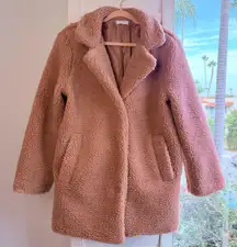 Sage the Label Sherpa Teddy Swing Coat in Blush Pink size Medium