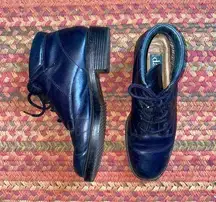 VINTAGE NAVY BLUE LEATHER BASIC LACE UP BOOTS
