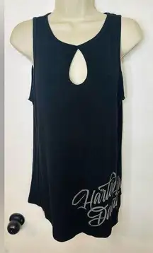 Harley-Davidson Script Women's Black Sleeveless Keyhole Tank Size M Palm Beach