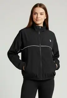 U.S. Polo Assn. Women’s athletic zip-up Track Jacket Mesh back Black Size L