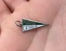 Vintage 925 Sterling Silver Enamel "Marion Catholic" Pendant Bracelet Charm