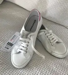 Superga White Leather Platform Sneakers