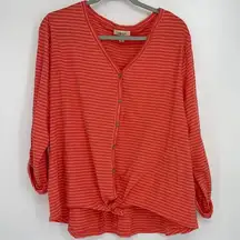 STYLE & CO BRIGHT KNIT STRIPED BUTTON DOWN XL