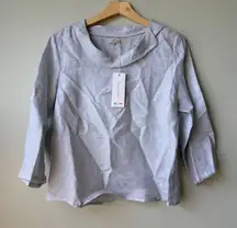 Lina Tomei Italian Linen Top Pearl Grey 3/4 Sleeve Blouse Small‎ New