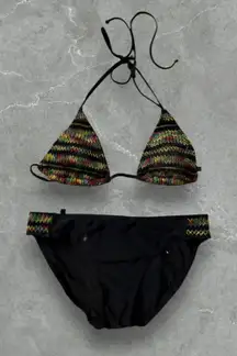 OP‎ Black Embroidered Bikini Set