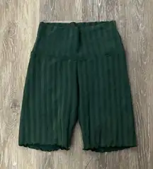 Offline Green Ribbed Scalloped Edge Bike Shorts