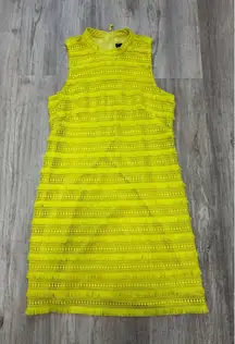 J.Crew Fringy‎ Lace Sheath Dress Size 8 Neon Yellow