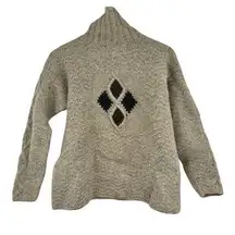 Vintage Carraig Donn Aran handknit Ireland Irish Wool cream Sweater size medium