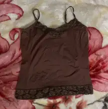 Small Brown Lace Spaghetti Strap Cami