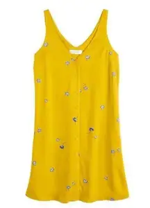 POPSUGAR Yellow Floral Button Front Dress Size Medium