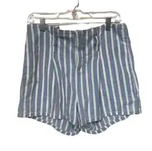 Frame Denim High Waist Blue & White Striped 100% Cotton Size 29 Shorts.