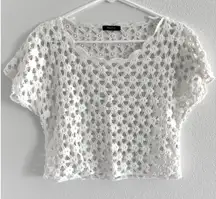 Crochet Top Womens Small White‎ Cropped Boho Festival Beachy Coastal Resort