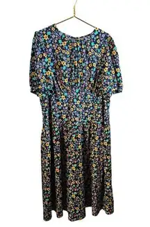 ASOS NEW  Curve Black Ditzy Floral Cottagecore Maxi Midi Dress Size 16