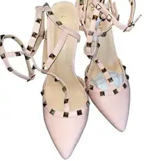 Chunky Heel Comfort Studded Flats Rivet Strappy D'orsay Pointed Toe Women Shoes