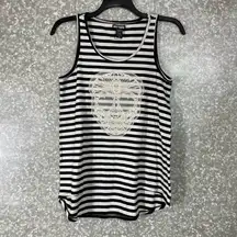 Hot Topic Black & White Striped Lace Sugar Skull Tank Top - Size Small - Hi-Low