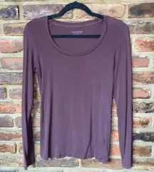 Caslon Burgundy Long Sleeve Crew Neck T-Shirt Women's Size Medium