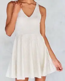 Gold And White Skater Mini Dress 