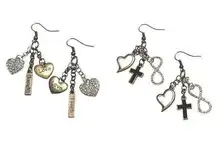 infinity Wholesale 4 Pairs Earrings Dangle Charms Heart Cross Love Laugh  New NWT