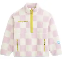 Levi's Levi´s Monty Sherpa Pullover Sweatshirt Pink White 1/2 Zip Checker NWT XL $90