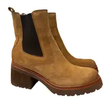 Söfft Women's Jordie‎ Brown Suede Leather Chelsea Lug Heel Ankle Boots Size 9.5M