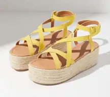 Urban Outfitters Size 9 Yellow Sierra Espadrille Strappy Wedge Sandal