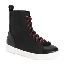 MUK LUKS Women's Black Faux Leather High Top Lace Up‎ Sneakers Size 9