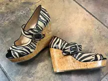 Antonio Melani Zebra Wedges Heels Tan and Black Size 7 M