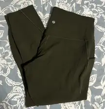 Lululemon Dark Olive High-Rise Leggings with Pockets 25”