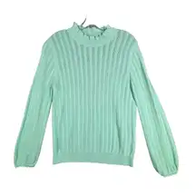 J. Crew Sweater Womens Medium Green Open Knit‎ Fairy Bohemian Preppy Feminine
