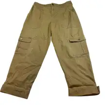 Knox‎ Rose Utility Cargo Pants Women's Elastic Waist Drawstring Casual Khaki