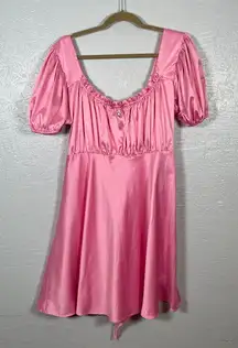 Dolls Kill X Care Bears Women Plus Size 1X Pink Here to Cheer Mini Dress Satin