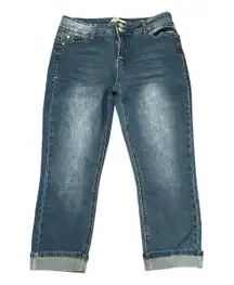 H&H by  Dark Wash Cropped With Cuffed Hem Jeans Blue Size 10