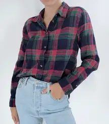 American Eagle Plaid Boyfriend Fit Flannel Shirt Size Small