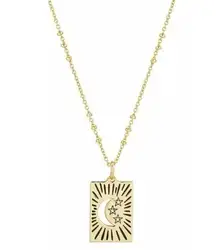 Unwritten Gold Flash Plated Talisman Moon & Star Pendant Necklace 16"