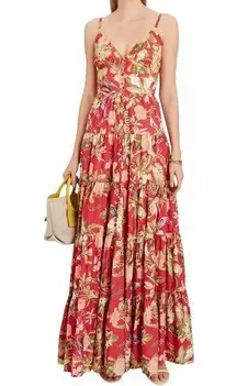 Cara Cara Nathali tropical print sleeveless cotton poplin tiered maxi dress