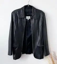 Vintage 90’s black 100% genuine lamb skin leather jacket women’s size medium