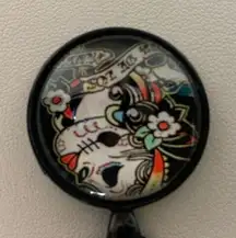 Sugar Skull Pendant, Day of the Dead,‎ Black Cord Necklace,  Gothic, 16 in